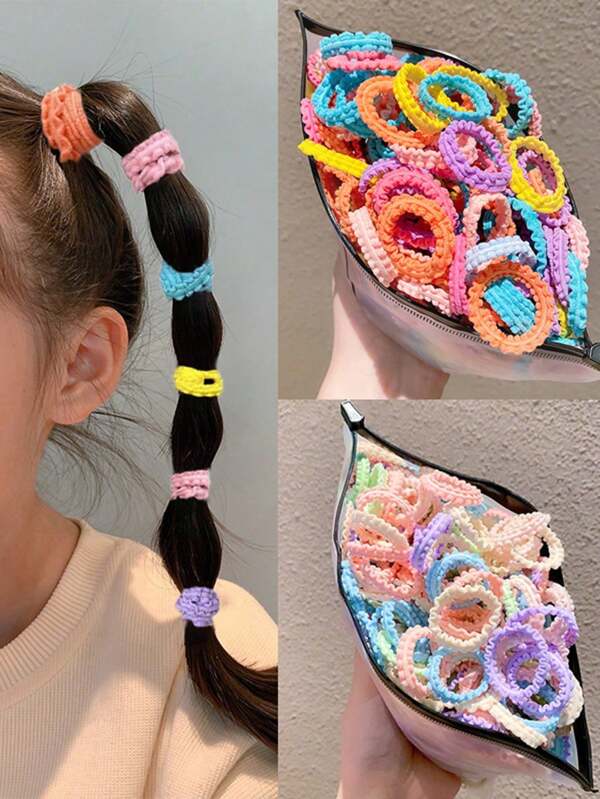 50 Peças Assortimento de Cores Pequeno Scrunchies, Elásticos de Cabelo, Portadores de Rabo de Cavalo, Elásticos de Cabelo, Corda de Cabelo