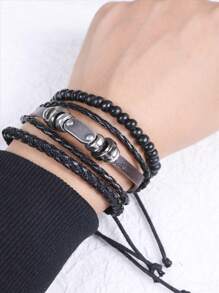 1pc Natural Stone Black Chain Bracelet For Men - Multicolor - View 9