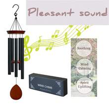 Black Tube Memorial Wind Chime With Tree Of Life Decoration - Black - View 3