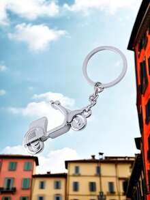 POLASUP 1pc Vintage Pedal Motorcycle Keychain/vespa Italian Souvenir & Street Style Electric Scooter Model/decompression Toy & Wholesale Keychain - Silver - View 2