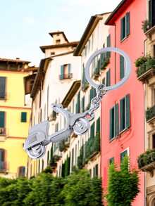POLASUP 1pc Vintage Pedal Motorcycle Keychain/vespa Italian Souvenir & Street Style Electric Scooter Model/decompression Toy & Wholesale Keychain - Silver - View 3