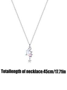 1條銀色月亮和銀河設計女士項鍊,簡約時尚鎖骨項鍊