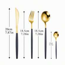 Juego De Cubiertos Negro Y Dorado, Juego De Vajilla De Acero Inoxidable, Cuchillo, Tenedor Y Cuchara De Colores, Utensilios De Mesa Para Cocina Y Cena