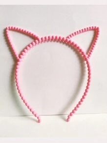 7pcs Kids New Cat Ear Headband Hair Hoop With Pearl & Candy Color For Festival Party