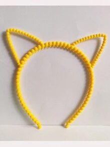 7pcs Kids New Cat Ear Headband Hair Hoop With Pearl & Candy Color For Festival Party