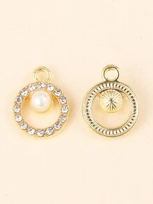 10入組時尚的東方門形鋅合金假珍珠和滿鑽diy珠寶配件