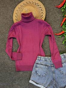 Women Knit Tops - Purple - View 1