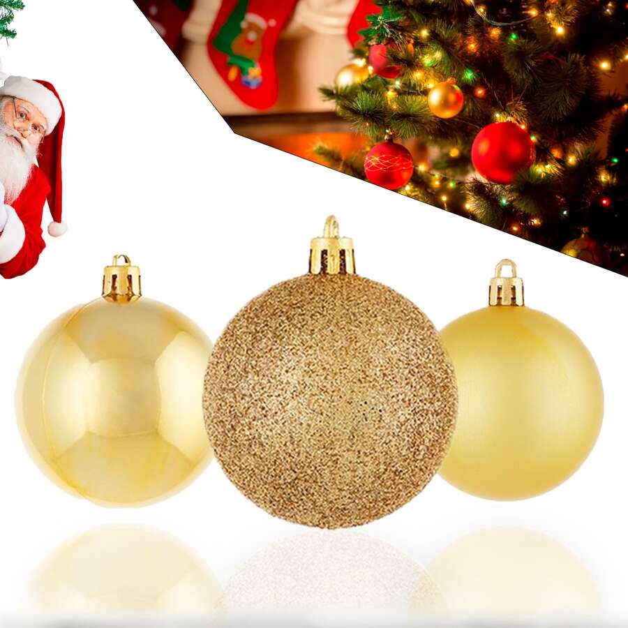 9入裝飾聖誕樹掛飾套裝,直徑6公分 - 紅色 - 查看 1