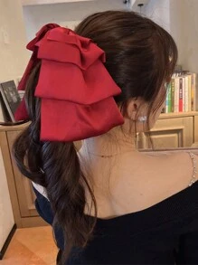 1 pezzo Fermaglio per capelli donna di alta qualità in seta con fiocco per acconciature raccolte, accessorio per capelli per occasioni speciali, accessorio carino per capelli, accessori per capelli, mollette per capelli, pinze per capelli - Rosso - Visualizzare 4