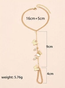1 Pièce Enchaînée De Papillon Et De Zircone Cubique Bague En Chaîne