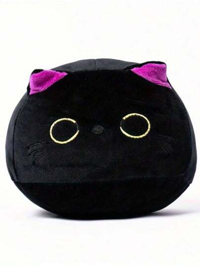 かわいい黒と紫の猫のぬいぐるみクッション 1個 9.84インチ/25cm