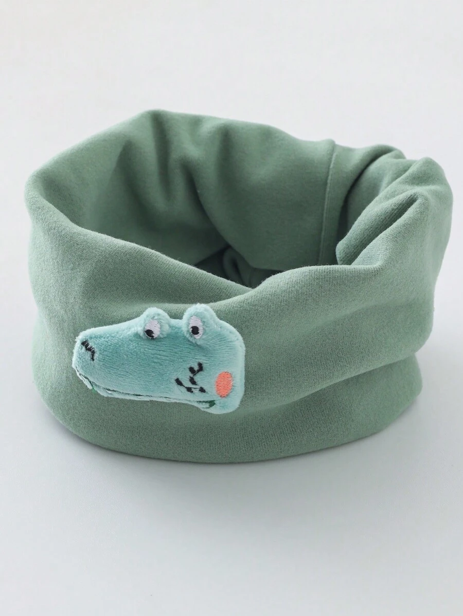 1pc Cartoon Decor Warm Scarf For Kids, Suitable For Fall/Winter Daily Use - Green - View 1