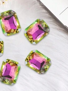 Cz13經典八角銀底爪鑽diy水晶鑲嵌手縫服飾配飾,袋鞋扣和婚紗修飾,長度:18mm/寬度:13mm