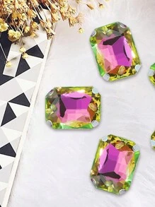 Cz13經典八角銀底爪鑽diy水晶鑲嵌手縫服飾配飾,袋鞋扣和婚紗修飾,長度:18mm/寬度:13mm