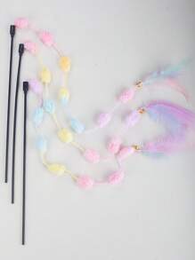 1 Miếng Đầy màu sắc Lông vũ + Pom-pom Tương Tác Đồ Trêu Mèo Với chuông - Nhiều màu - Xem 5