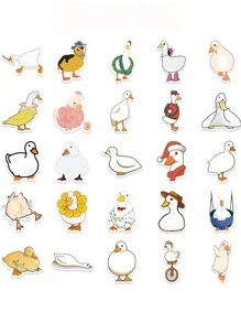 50pcs Cute Duck Cartoon Waterproof Stickers For Diy Use On Water Bottle, Laptop, Notebook, Suitcase, Etc.