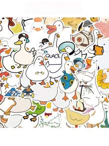 50pcs Cute Duck Cartoon Waterproof Stickers For Diy Use On Water Bottle, Laptop, Notebook, Suitcase, Etc.