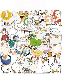 50pcs Cute Duck Cartoon Waterproof Stickers For Diy Use On Water Bottle, Laptop, Notebook, Suitcase, Etc.