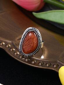 1個復古寶石樹脂戒指,適用於女性,節日裝飾禮物 - 幾何 - 查看 8