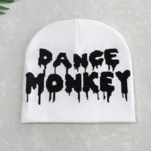 多色英文字母針織帽,新款式,冬季戶外活動男女皆宜的無邊帽 - 白色 - 查看 1