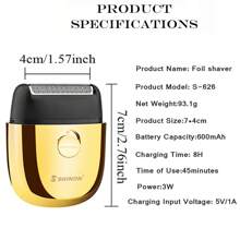 Mini Rasuradora Eléctrica Portátil Compacta Para La Cara, Rasuradora Eléctrica Sin Cable Con Lámina Para Afeitar Suave, Recargable A Través De Usb Y Adecuada Para Viajes De Hombres - Dorado - Ver 8