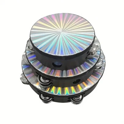 6/8/10inch Handheld Tambourine, Double Row Jingle Percussion Instrument, For Music Education, Teaching, Ktv Parties, Games