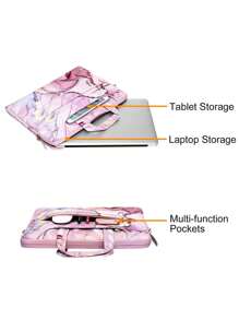 MOSISO Laptop Shoulder Bag Compatible With MacBook Air 13 15 Inch 17 17.3 Inch Dell HP Acer Samsung Chromebook Computer Polyester Briefcase Sleeve With Belt Marble - 13.3inch - View 2