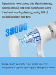 1個電動清潔刷,可拆卸刷頭配件,家用手持無線洗碗機,陶瓷磁磚污漬清潔小幫手