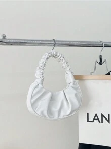 Mini Fashionable Solid Color Hand-Held Pleated Bag Multi-Purpose Women's Cloud Bag Handbags - White - View 7