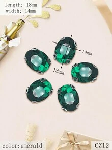 Cz12經典風格銀底橢圓形玻璃鑲嵌水晶和服飾配件,適用於diy珠寶製作,長度:18mm,寬度:14mm