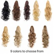 女士用長度合成卷曲夾式馬尾假髮補發造型弧形馬尾髮飾,適用於cosplay/派對 - Dark Brown - 查看 2