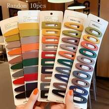 Random 10pcs Random Color Girls Creative Cute Solid Color Hair Clips Princess Decorative Hair Accessories - Multicolor - View 1