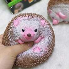 1pc Hedgehog Squeeze Stress Relief Ball, Slow Rising Squishy Toy, Random Design Paper Box Packaging, Cute Animal Gift - Coffee Brown - View 9
