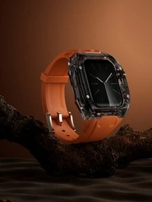 TPU 表带透明 PC 改良运动时尚商务理查德表带，兼容 Apple Watch 8（44mm/45mm/49mm），也兼容 Apple Watch S7、Ultra S8/9 和 SE6。硅胶表带冰川风格，适合男性/女性，配有高级保护壳。