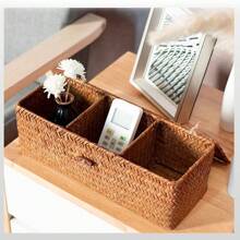 1pc Seagrass Woven Box, Home Display Decor Storage Box, Gift Wrapping Box, New Year Gift Packaging And Storage Box, Bedroom Living Room Home Organizing And Storage Basket, Metal Frame Garden Planters, Modern Bohemian Rope Hanging Baskets, Natural Mix Rattan Accents For Coastal Vibes Patio Decor,For Back To School