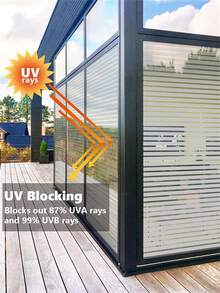 1卷霧面窗戶隱私膜,阻擋陽光霧面玻璃膜,靜電貼附窗戶膜,無粘貼玻璃貼紙,適用於家庭、辦公室、浴室、兒童學習帶條紋圖案 - 彩色 - 查看 4