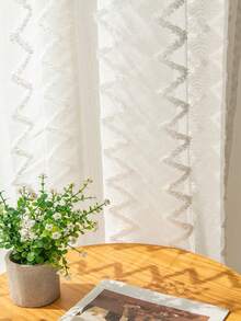 1只復古法式浪漫白色花卉紗簾