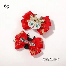 2入組聖誕風格兒童蝴蝶結髮夾,簡約派對女孩雙馬尾髮夾,可愛女孩髮飾