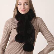 Winter Warm Shawl Real Rabbit Fur Scarf Outdoor Women Scarves - Coffee Brown - View 1