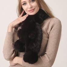 Winter Warm Shawl Real Rabbit Fur Scarf Outdoor Women Scarves - Coffee Brown - View 2