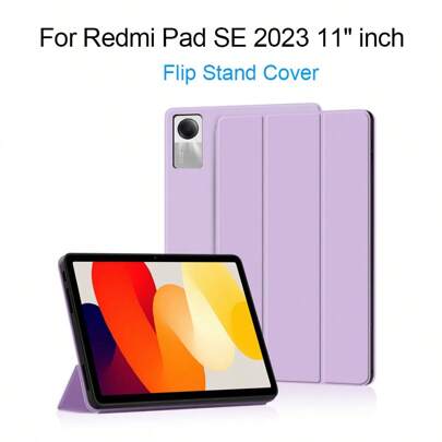 苹果 1 件紫色保护壳适用于小米 Redmi Pad SE 2023 11 英寸三折叠翻盖支架保护套兼容 Redmi Red Mi Pad SE 平板电脑自动休眠保护套带 TPU 外壳