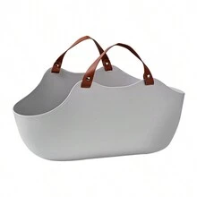 1pc Portable Open-Top Cat Litter Box, Gray - Grey - View 2