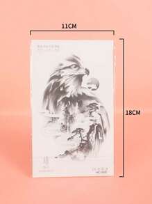 1張防水、持久的雄鷹紋身貼紙 - 非反光、男性手臂和肩膀的動物設計,持續10-12天 - 黑色 - 查看 3