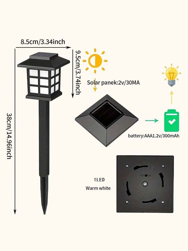 2pcs Solar Powered Waterproof Outdoor Lights With Led Landscape