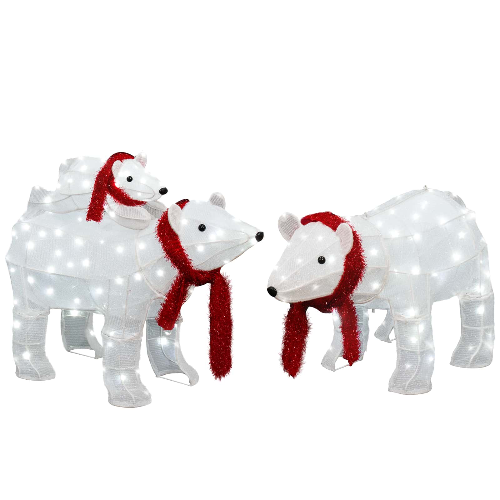 3Piece Indoor and Outdoor Lighted Polar Bear Family for Christmas and