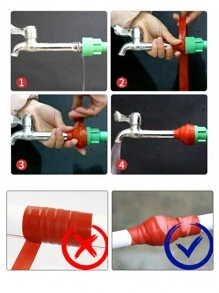 1 Rolo de Fita de Reparo de Silicone à Prova d'Água, Fita de Vedação de Vazamentos para Tubos de Água, Tubos de Aquecimento, Tubos de Ferro Fundido, Resistente à Pressão, Resistente a Altas Temperaturas, Autoadesiva e Autofundente, Isolante, À Prova d'Água, Altamente Elástica e Extensível, Adequada para -50°C a 200°C - Vermelho - Visão 6