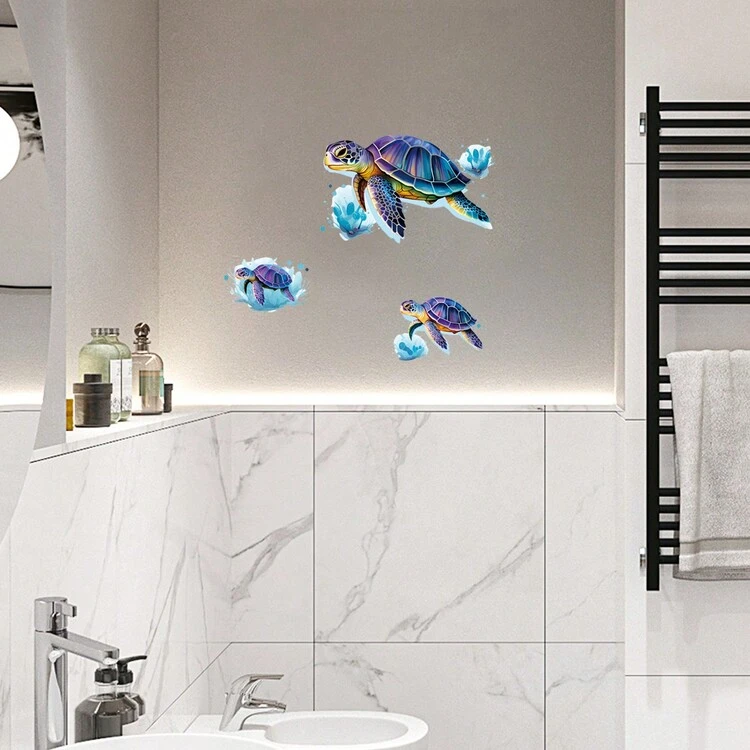1 Stück Schildkrötenförmiger Licht Im Dunkeln Dekorativer Aufkleber Für Zimmer, Wohnzimmer-wanddekoration, Selbstklebende Und Abnehmbare Wandkunst - Grün - Übersicht 5