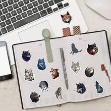 60PCS Wolf Stickers Animal Stickers Wolf Decal Wolf Gifts Wolf Stuff Vinyl Waterproof Stickers For Water Bottle,Computer,Laptop,Phone,Luggage,Notebook,Sticker Pack,Therian Tail,Dragon Sticker - Multicolor - View 6