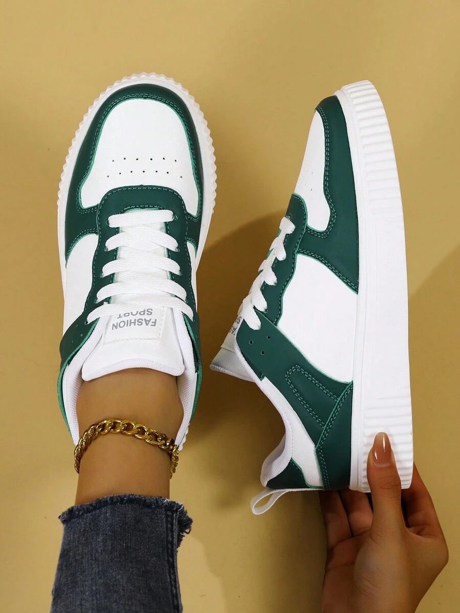 女款舒適、透氣且輕盈的深綠色滑板鞋 - 墨綠色 - 查看 1