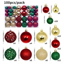 100 Miếng Nhựa Giáng sinh Trái bóng Bộ 3-6cm , Vàng , Đỏ  , Màu xanh lá , Mờ Và Mịn màng Màu hồng , Xu hướng: Cắt giảm Cây thông noel Đồ trang trí Những quả bóng , Có màu sắc Giáng sinh Đồ trang trí , Thích hợp Đối với Giáng sinh Đồ trang trí , Vật liệu nhựa - vàng đỏ xanh - Xem 2